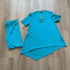Chico's Travelers Collection Set in Vibrant Teal  Size 1P&0P Jet-Set Minimalism